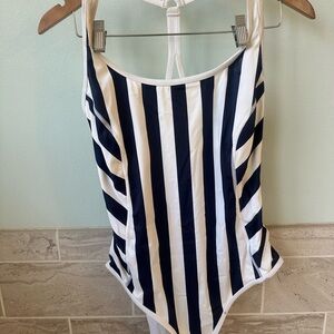 Tommy Bahama Navy and White Striped One Piece Swimsuit